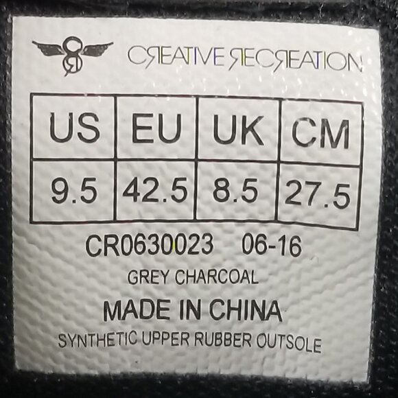 Creative Recreation Vito Sneakers, Gray Leather, Mens Size 9.5 US / 42.5 - Picture 12 of 12